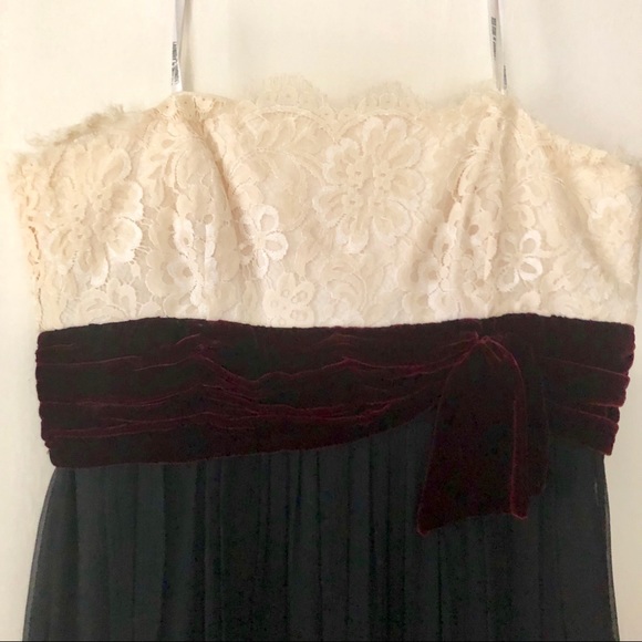 Strapless lace and velvet cocktail dress , sz 4 - Picture 2 of 8